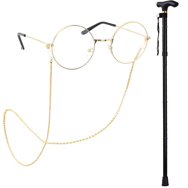 EBYTOP Old Lady Costume for Kids 100th Day of School Costume Wig 100 Year Granny Glasses Grandma Little Old Women Cane Accessories 4-6 Years - Image 4